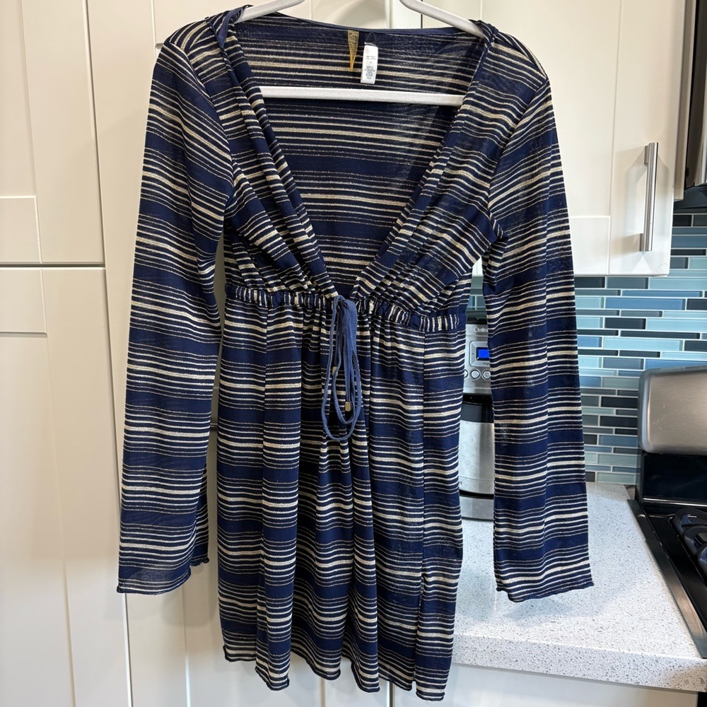 Vitamin A long sleeve hooded swim cover up dress